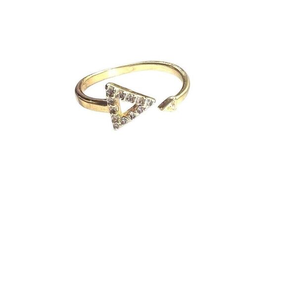 18k Gold Filled Open Arrow Ring CZ cubic Zirconia - Picture 1 of 2